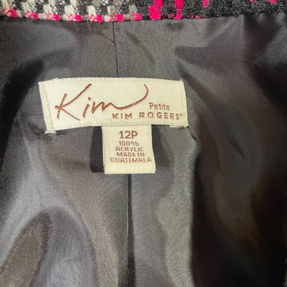 Kim Rogers Plaid Blazer Pink Black Gray Classic Tailored Lined Size 12P - Picture 14 of 15